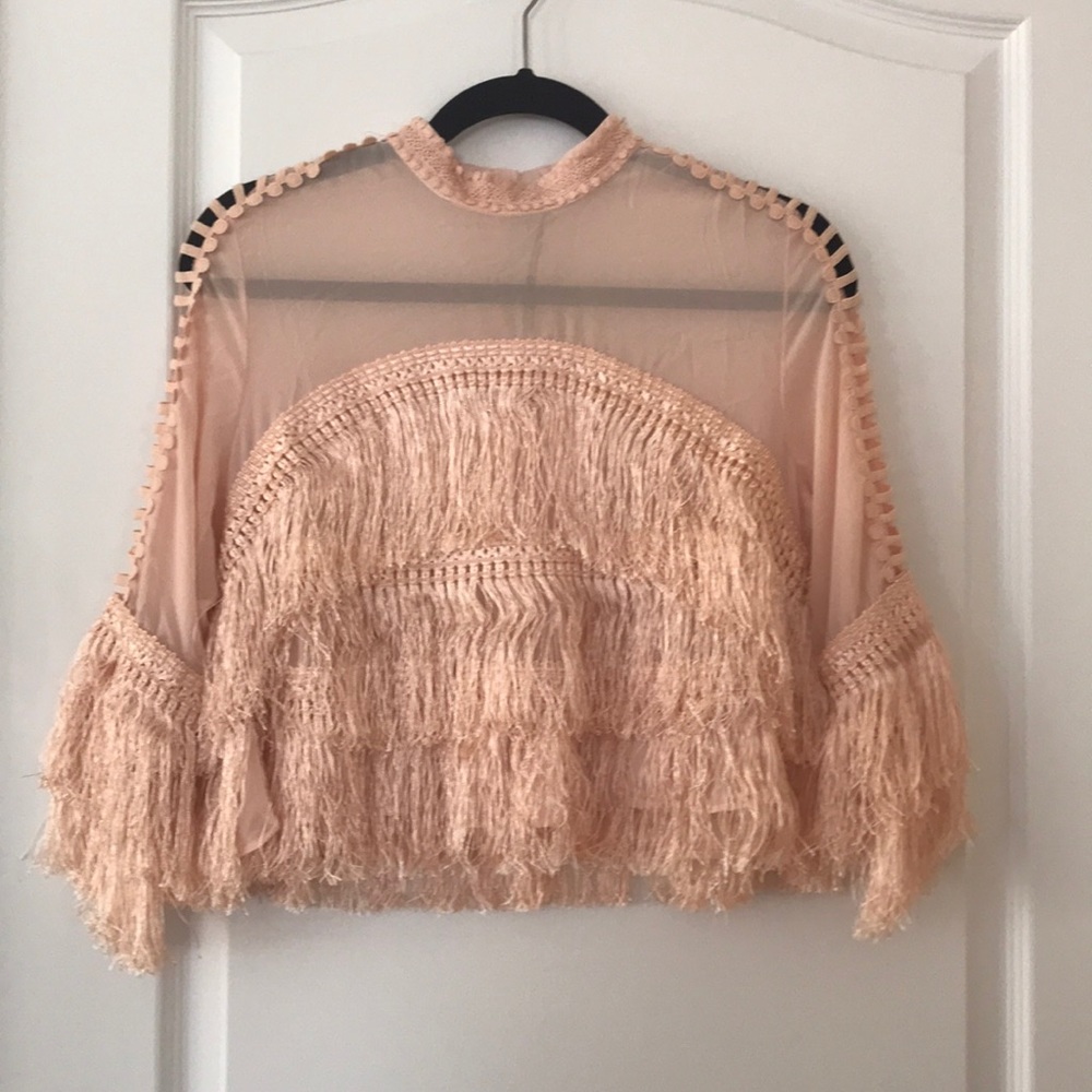 Women’s pink fringe top flamant rose size M